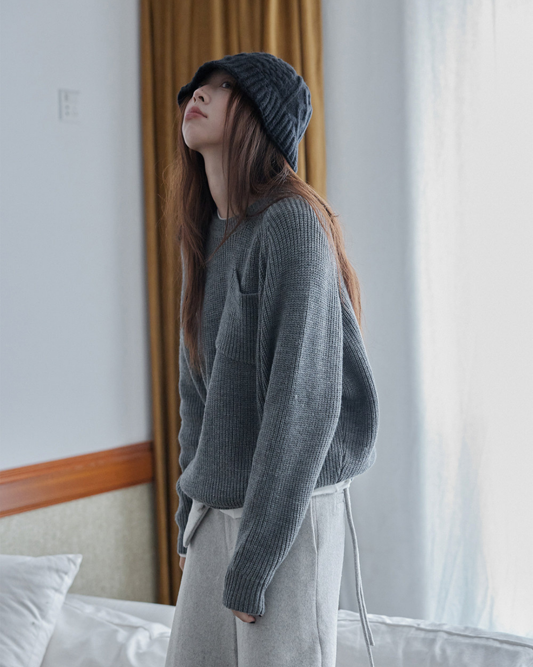 pocket detail loose knit sweater 3color 【NINE7283】