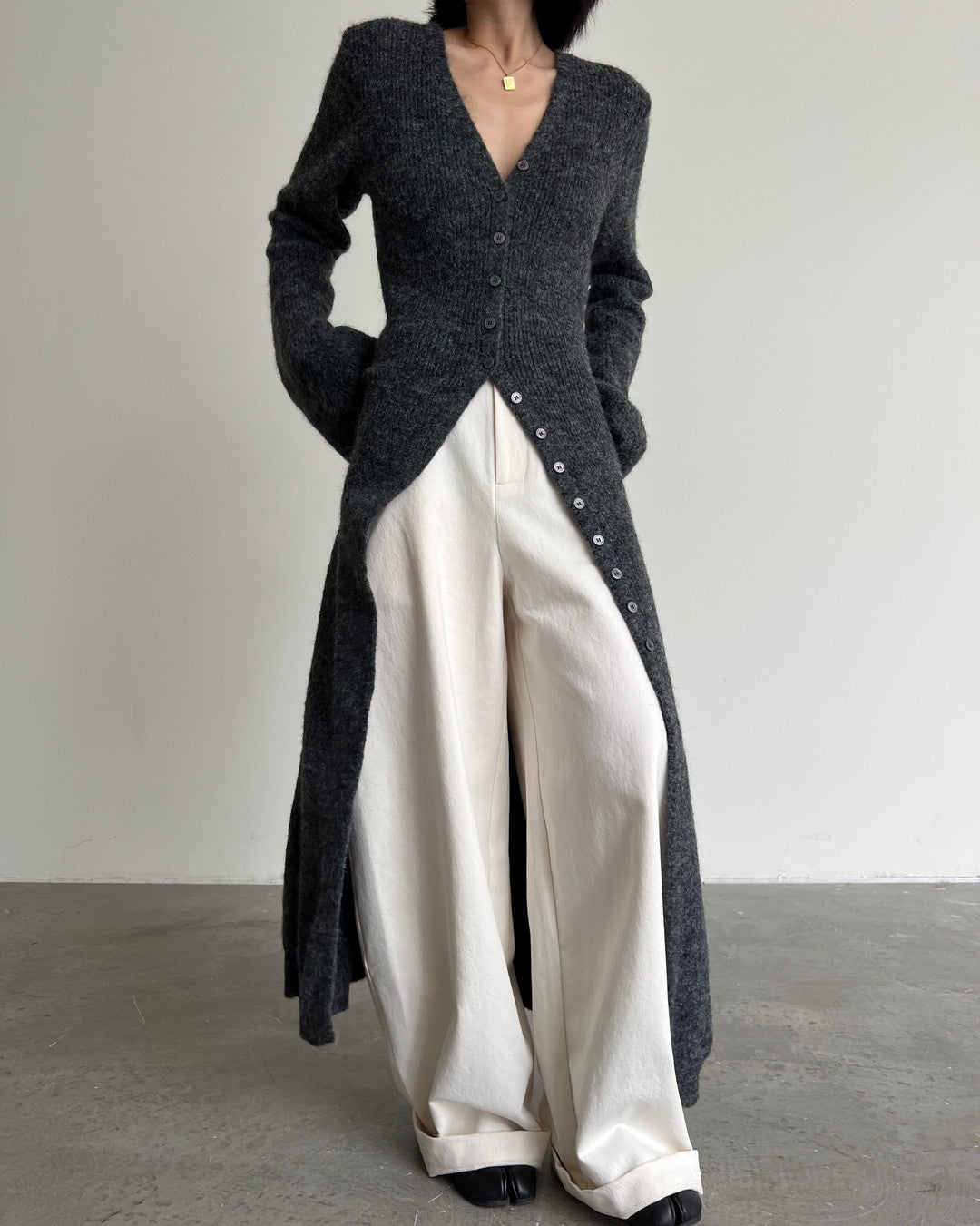 long slit button knit cardigan 2color 【NINE7273】