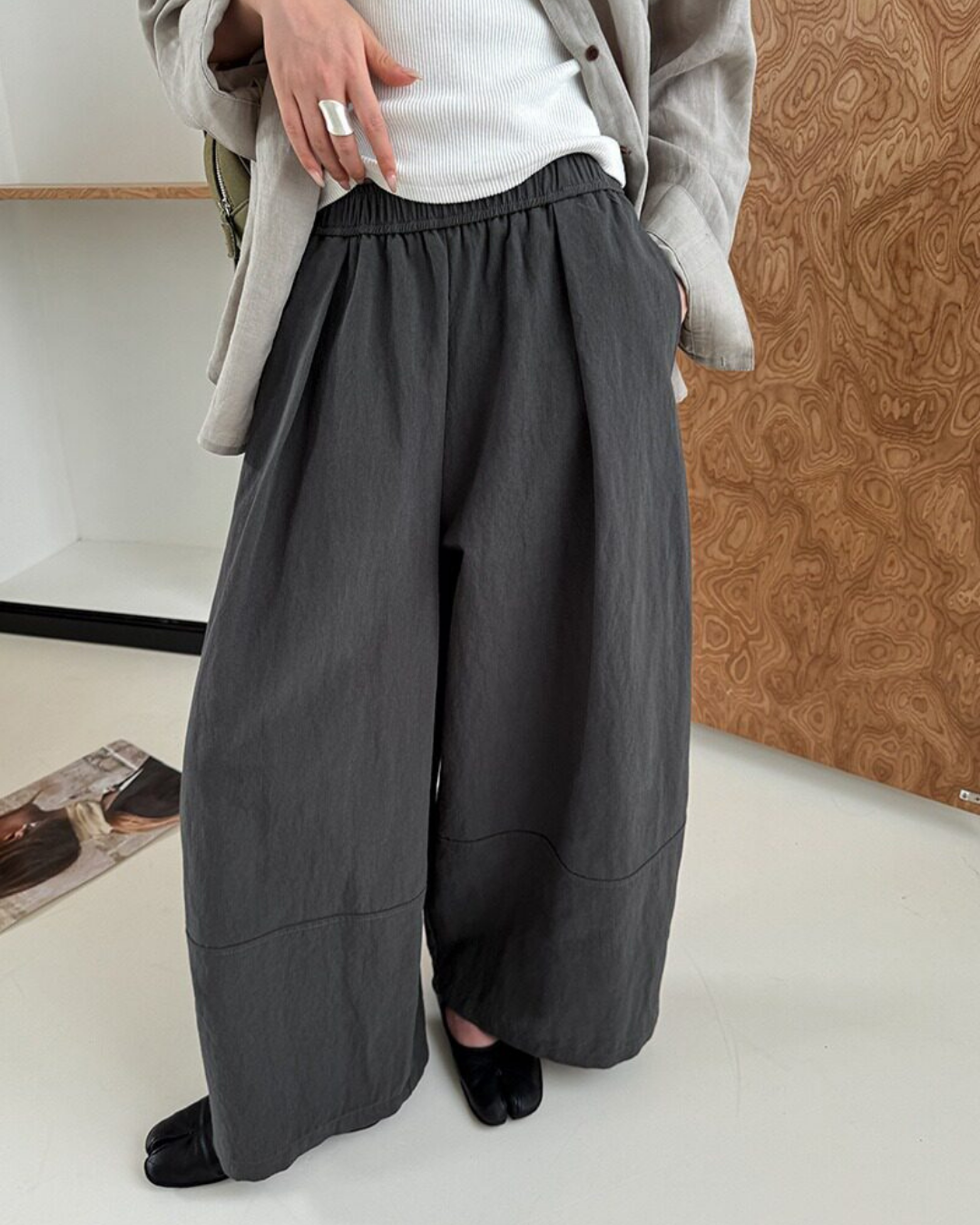 pleated seam balloon wide leg pants 3color 【NINE7323】