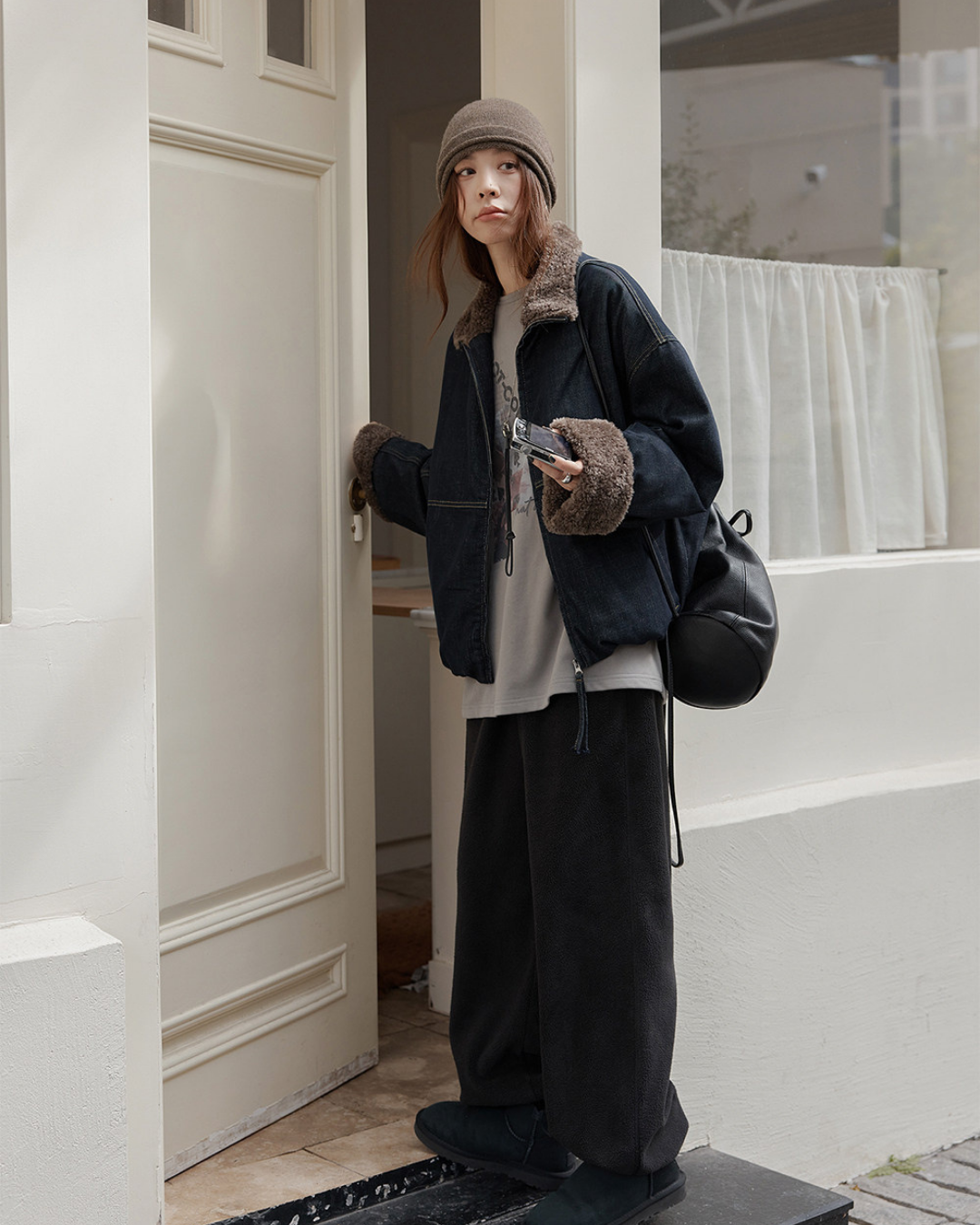 fleece wide leg sweatpants 2color 【NINE7275】