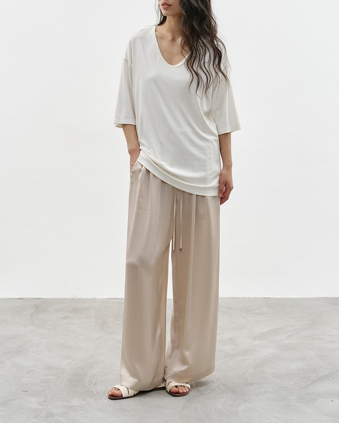u-neck short sleeve t-shirt 2color【NINE0348】