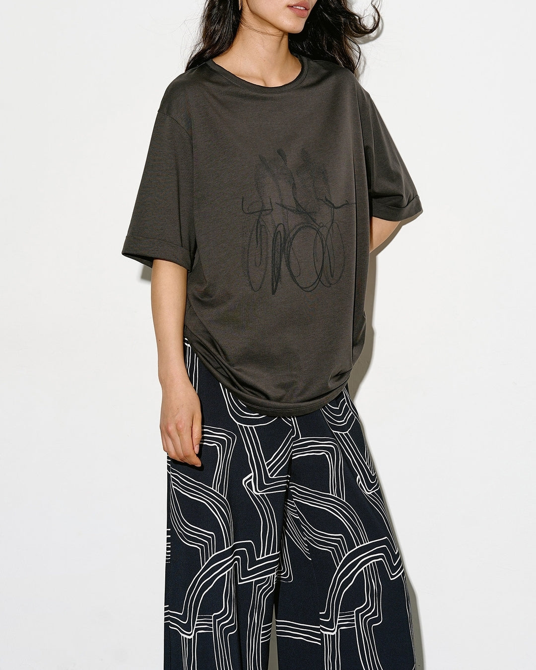 nuance print oversized t-shirt 2color【NINE0325】