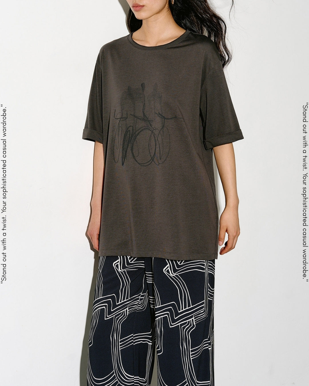 nuance print oversized t-shirt 2color【NINE0325】