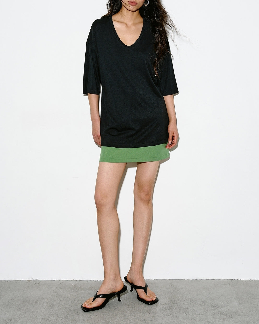 u-neck short sleeve t-shirt 2color【NINE0348】