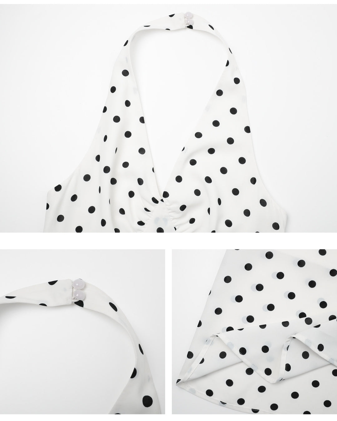 v-neck high waisted dot dress【NINE0334】