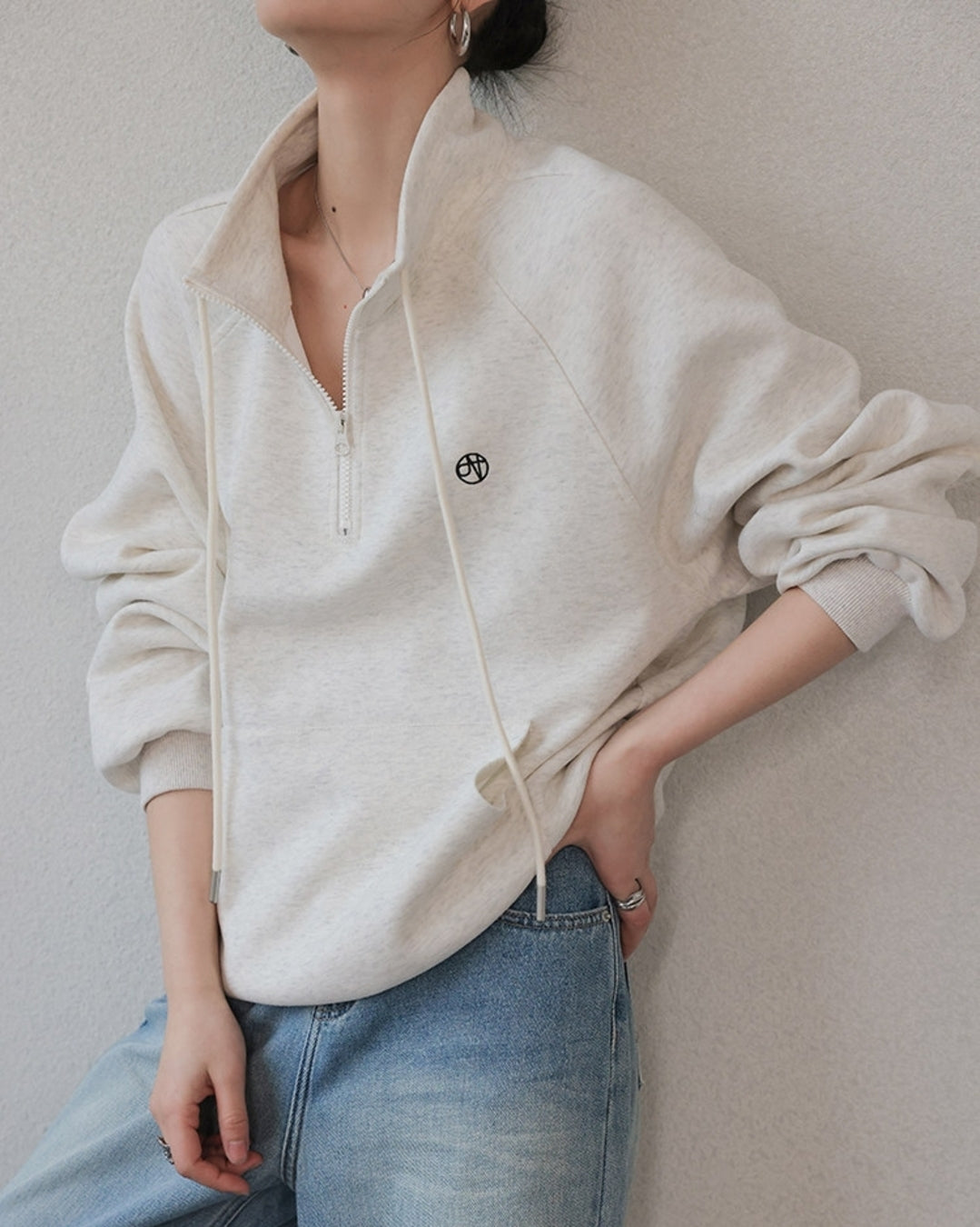 stand collar half-zip sweatshirt 2color【NINE0223】