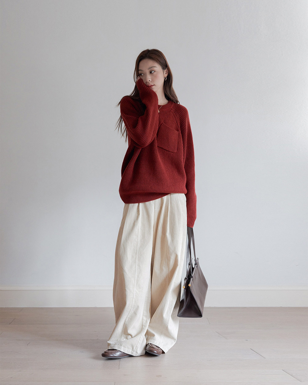 pocket detail loose knit sweater 3color 【NINE7283】