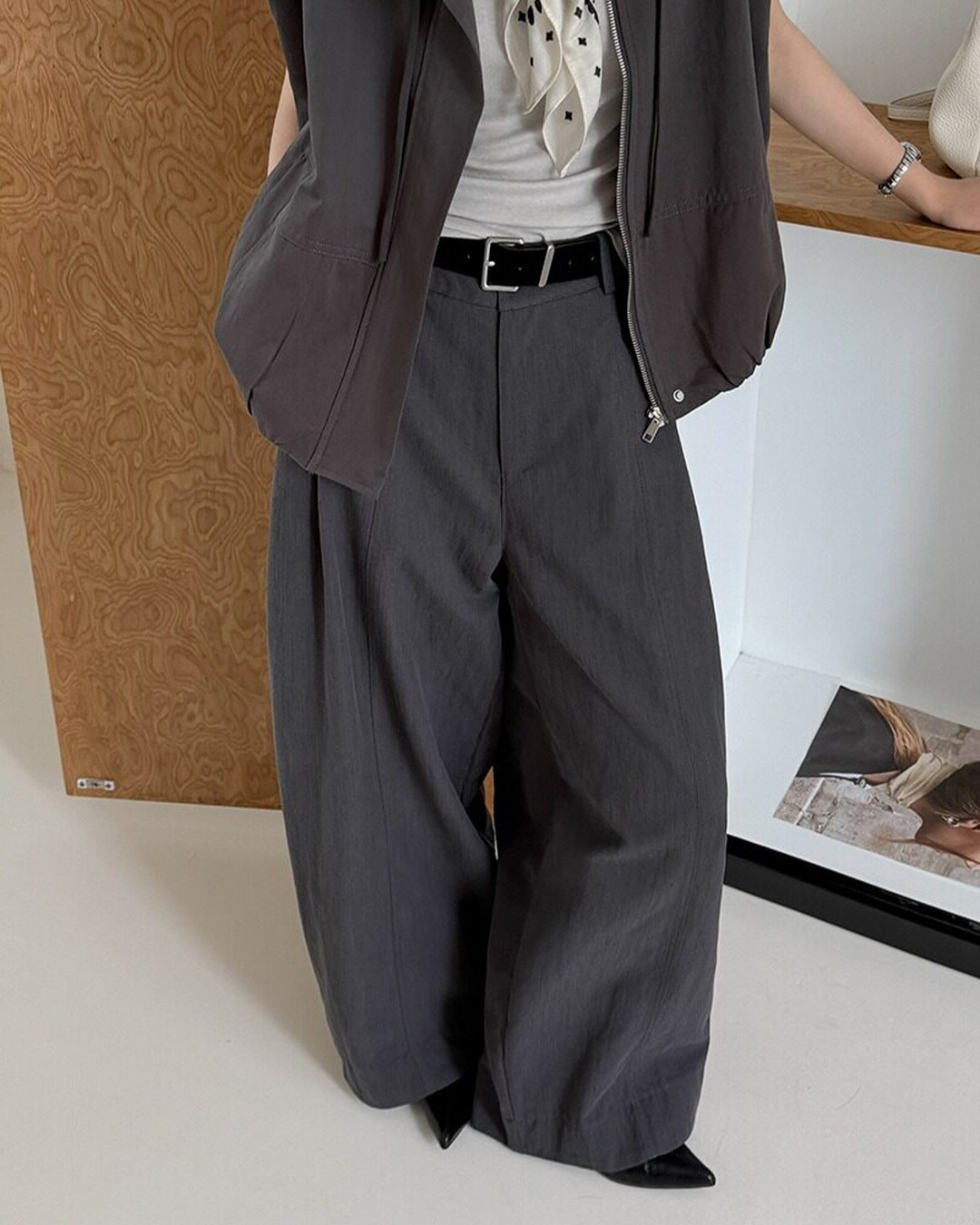 center seam wide leg slacks 2color 【NINE7313】