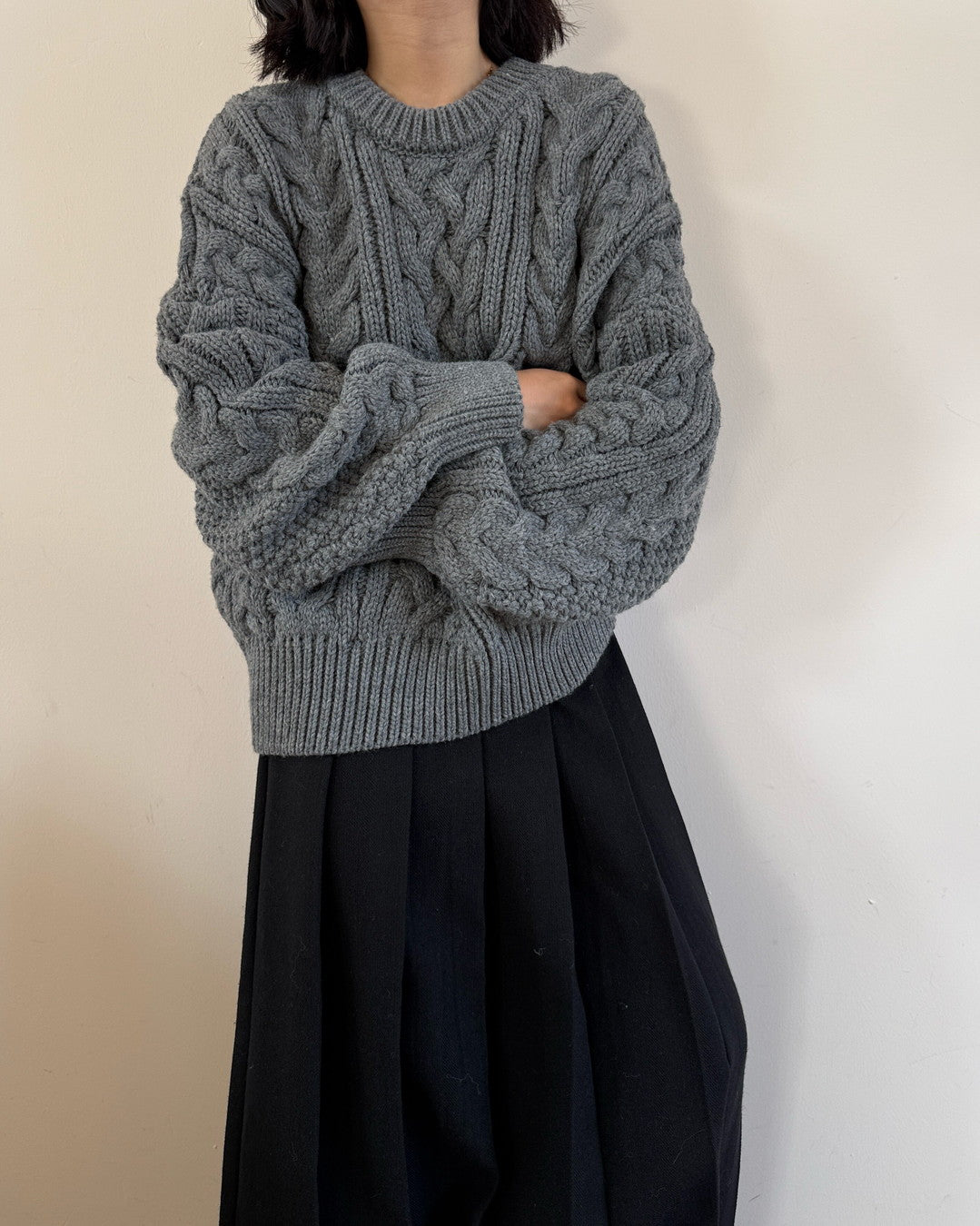 cable knit loose fit sweater 3color 【NINE7267】