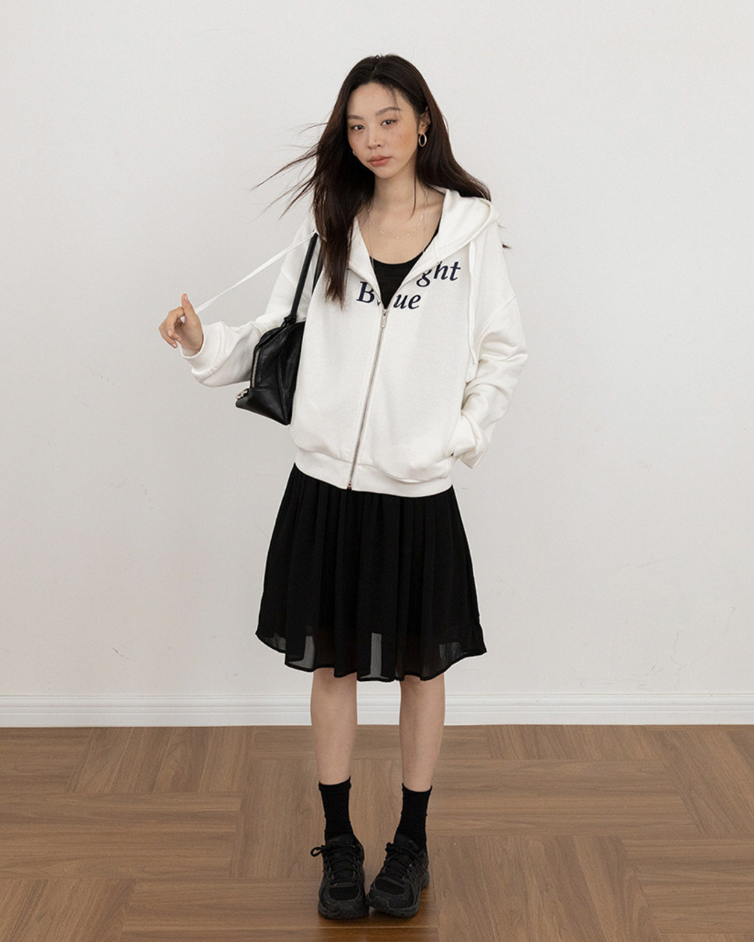 draped waist chiffon flare skirt 3color 【NINE7300】