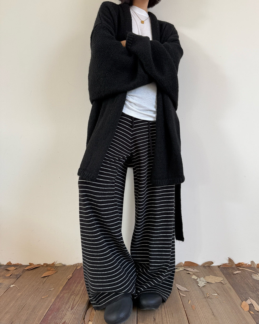 belted open front knit cardigan 2color 【NINE7272】