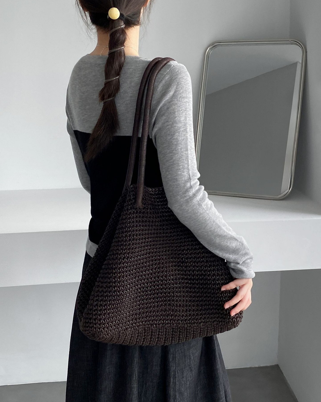 color block belt long sleeve knit 3color 【NINE7314】