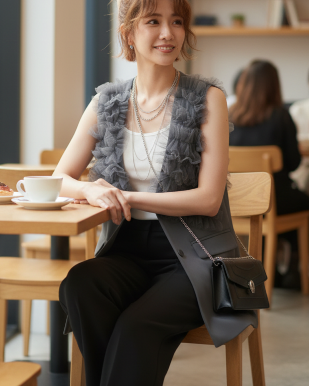 tulle frill mesh vest【NINE9526】