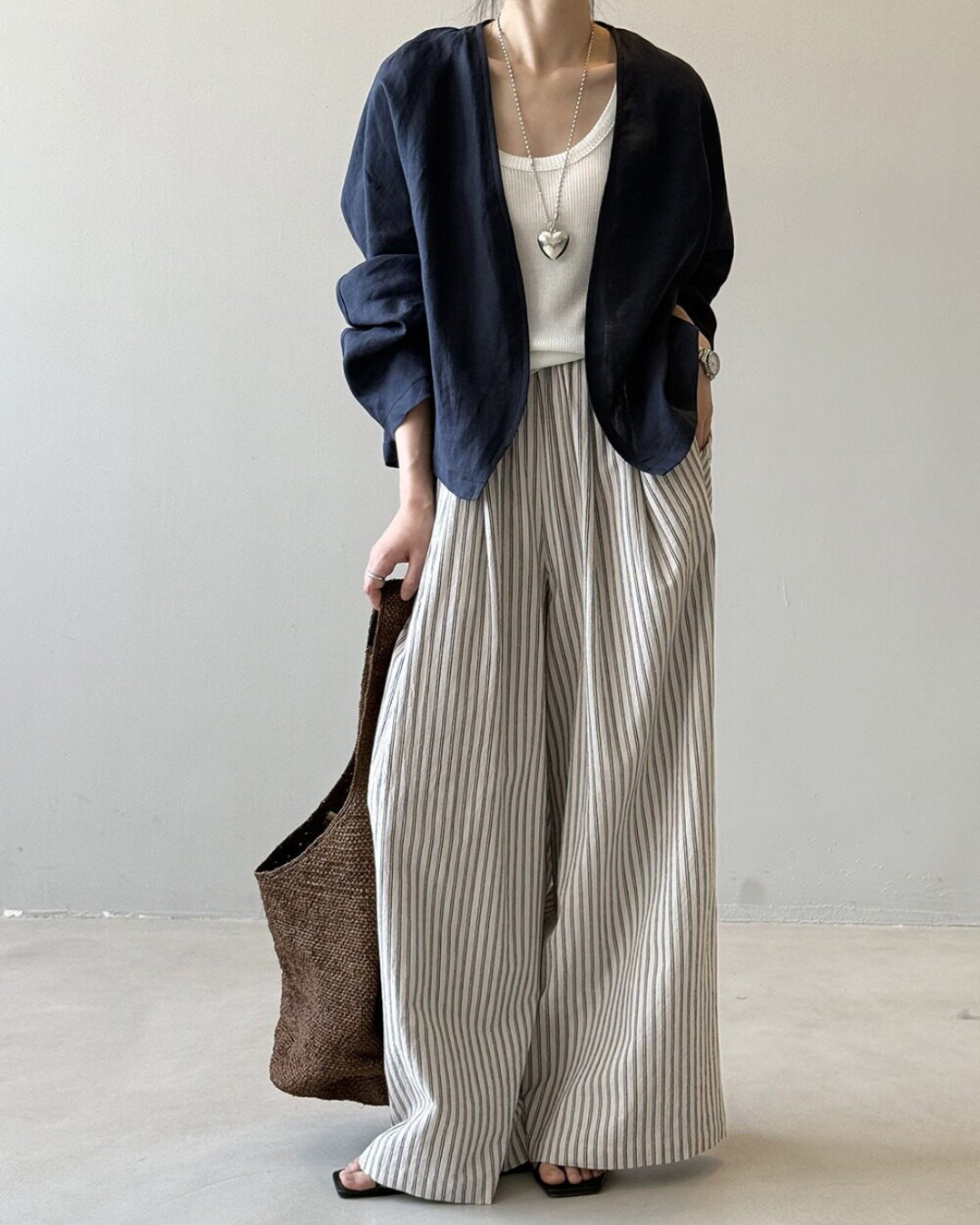 sheer open front loose cardigan 2color 【NINE7318】