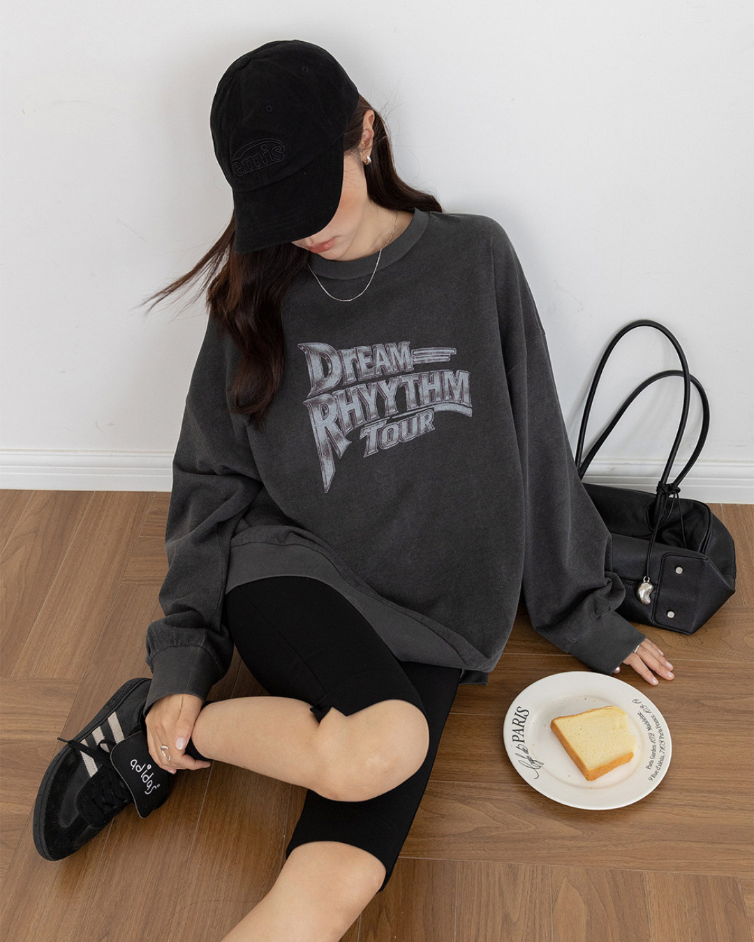 vintage print graphic oversized sweatshirt 2color 【NINE7292】