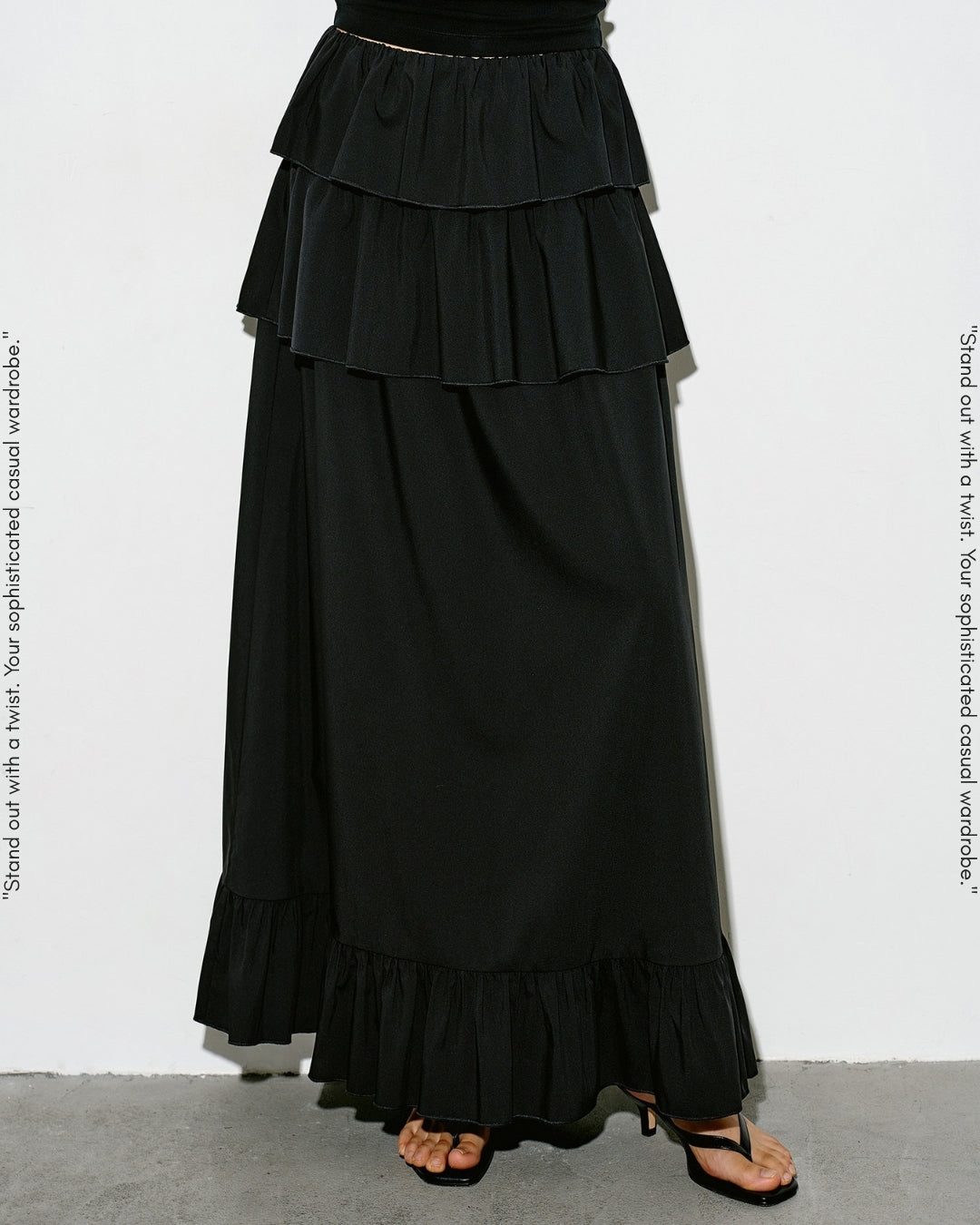 tiered a-line long skirt【NINE0338】
