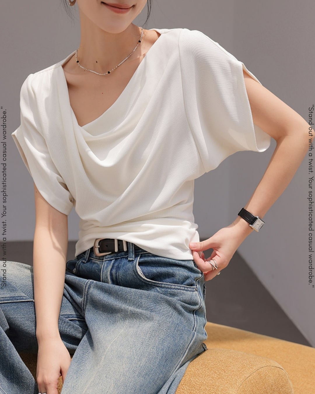 shaped drape tops 2color【NINE0213】