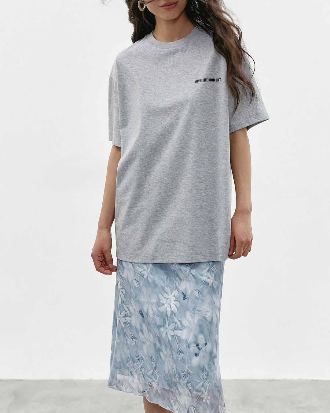 mini print oversized t-shirt 2color【NINE0349】