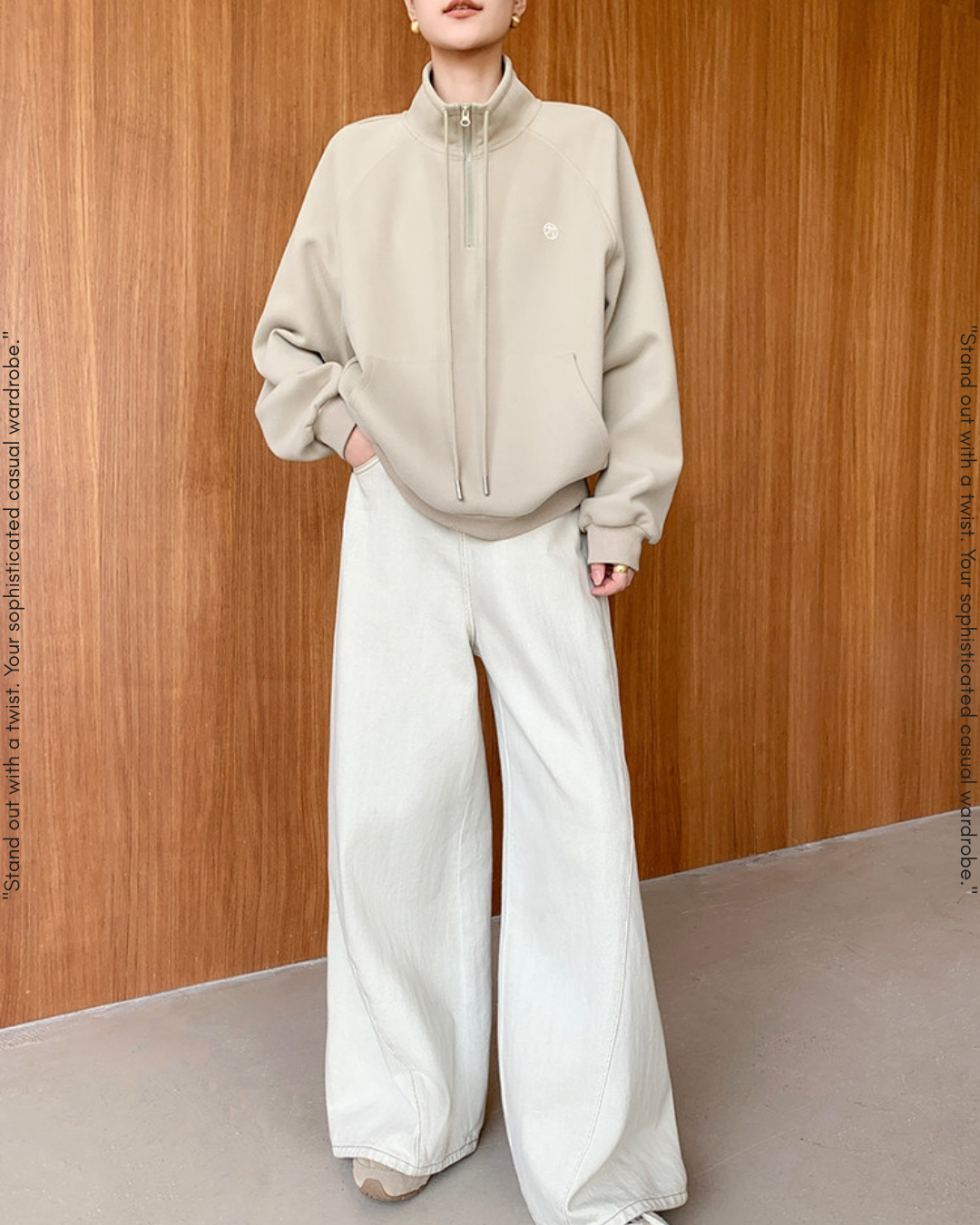 stand collar half-zip sweatshirt 2color【NINE0223】