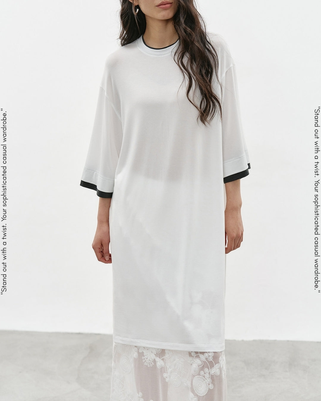 oversized two-tone t-shirt 2color【NINE0327】