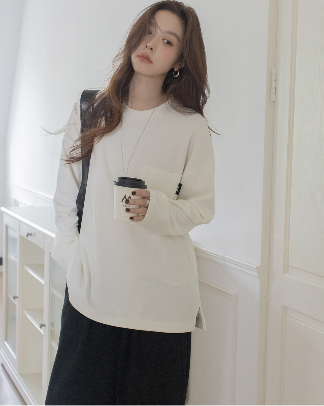 pocket tag long sleeve tshirt 1color 【NINE7301】