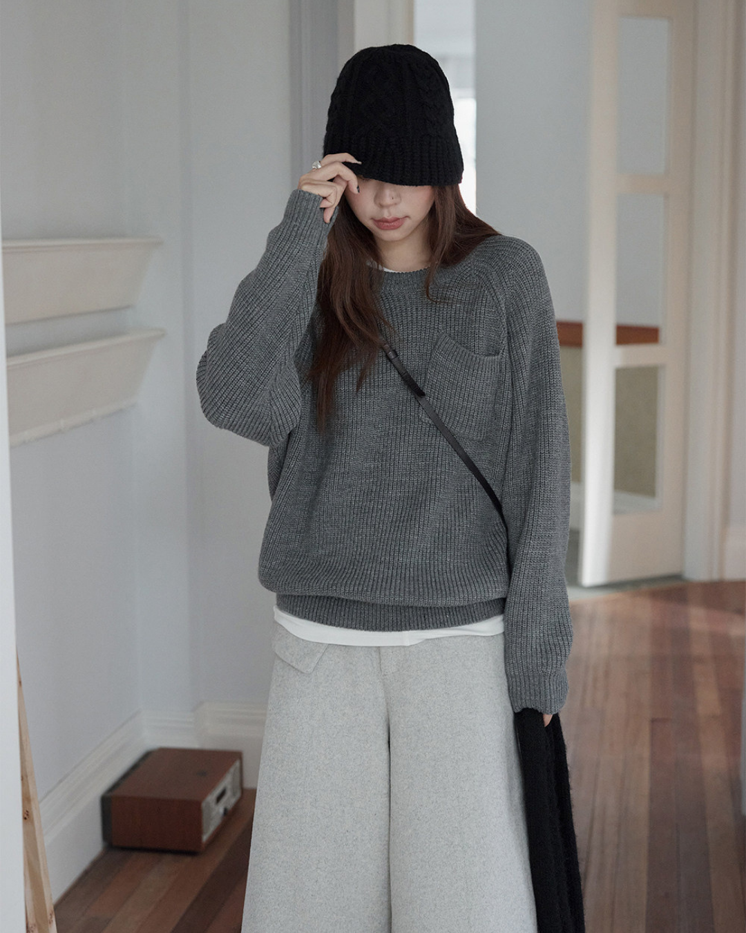 pocket detail loose knit sweater 3color 【NINE7283】