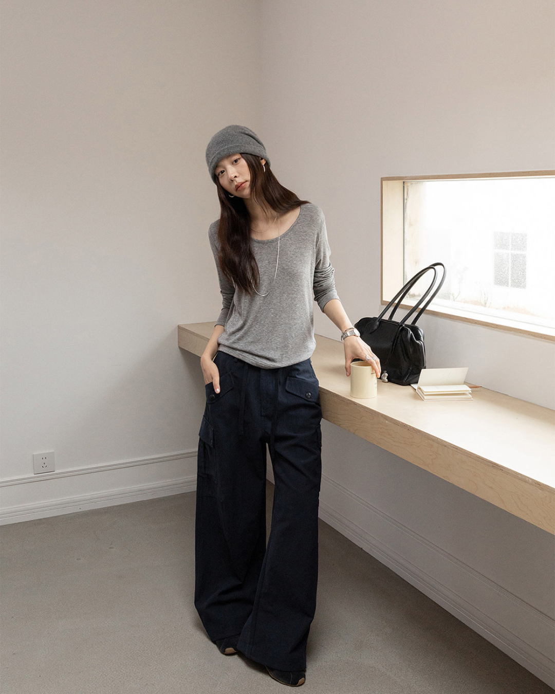 casual cargo wide leg pants 3color 【NINE7289】
