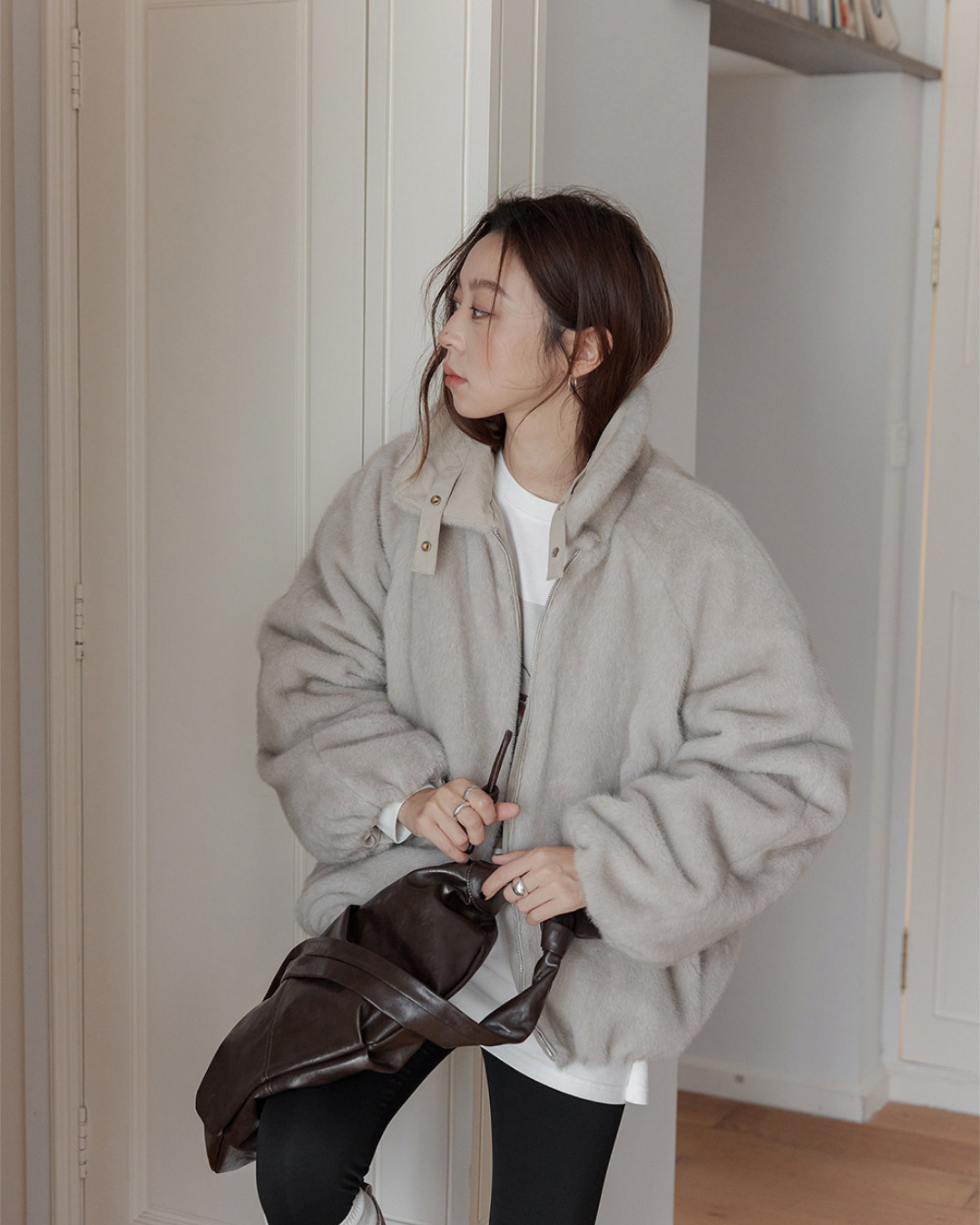 reversible fur collar jacket 1color 【NINE7280】