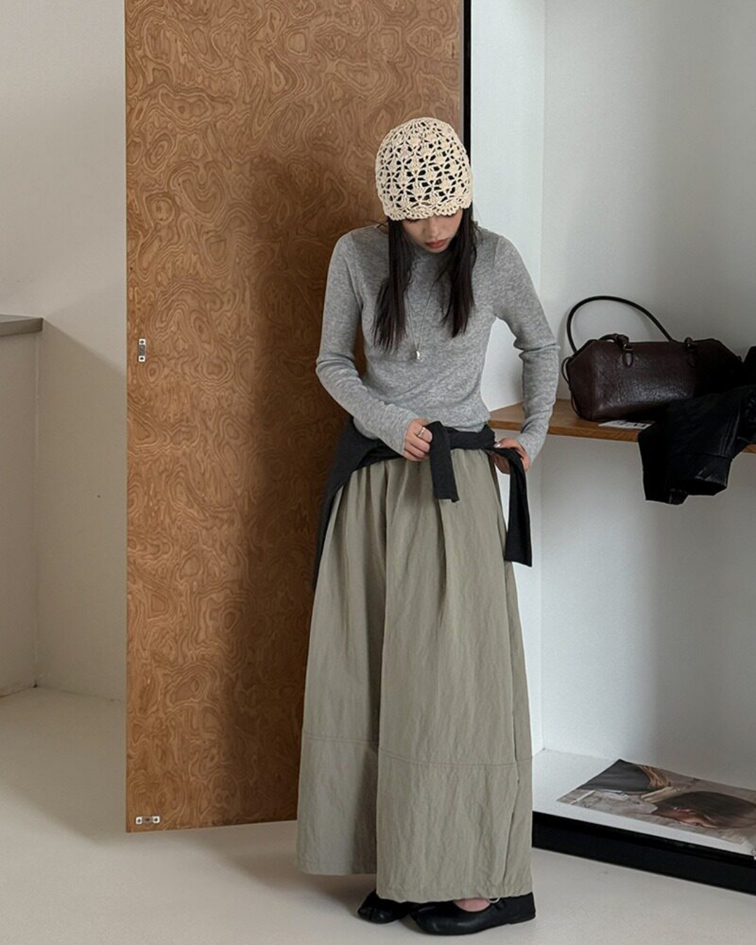 pleated seam balloon wide leg pants 3color 【NINE7323】