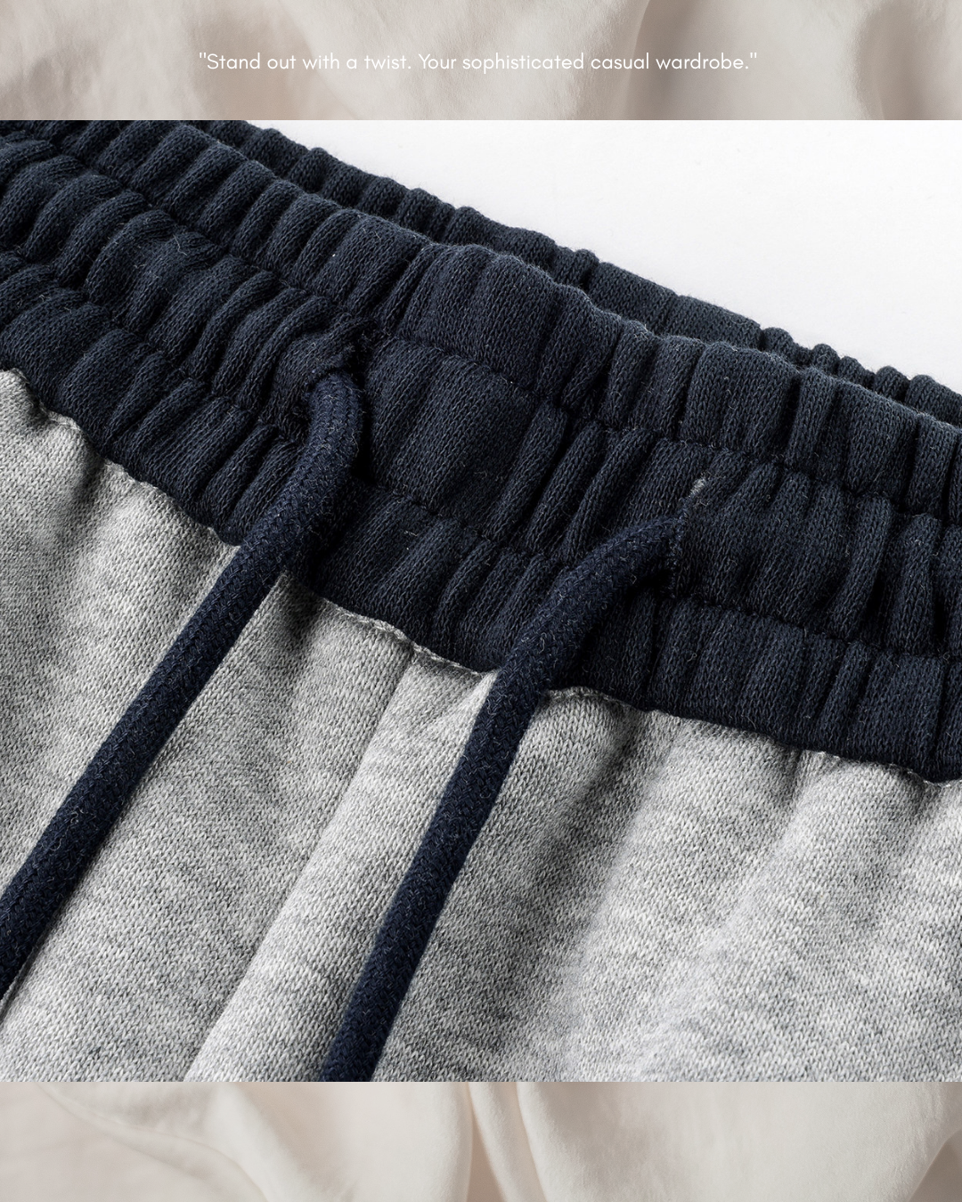 contrast waist pin tuck sweatpants 4color 【NINE7309】