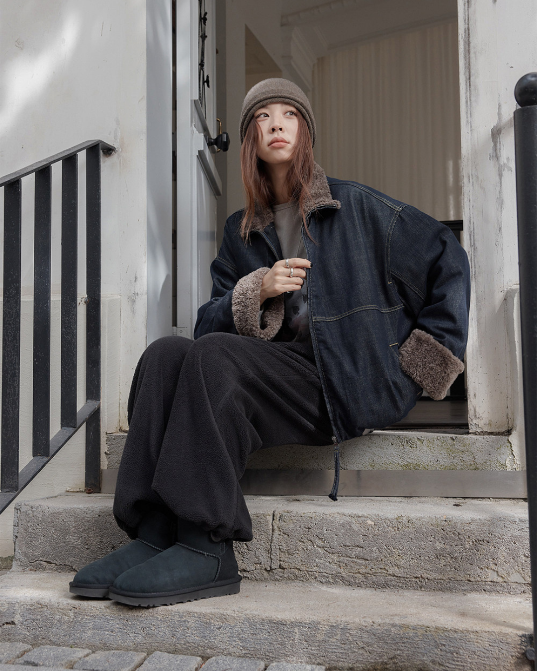 fleece wide leg sweatpants 2color 【NINE7275】