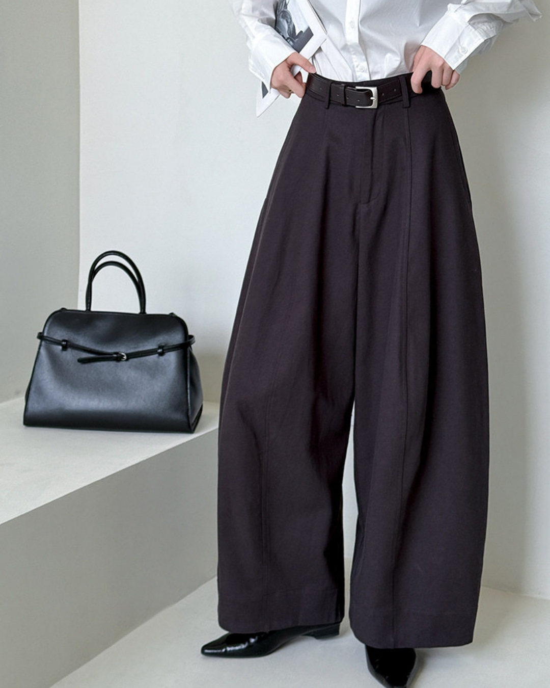 balloon curve wide leg pants 2color 【NINE7324】