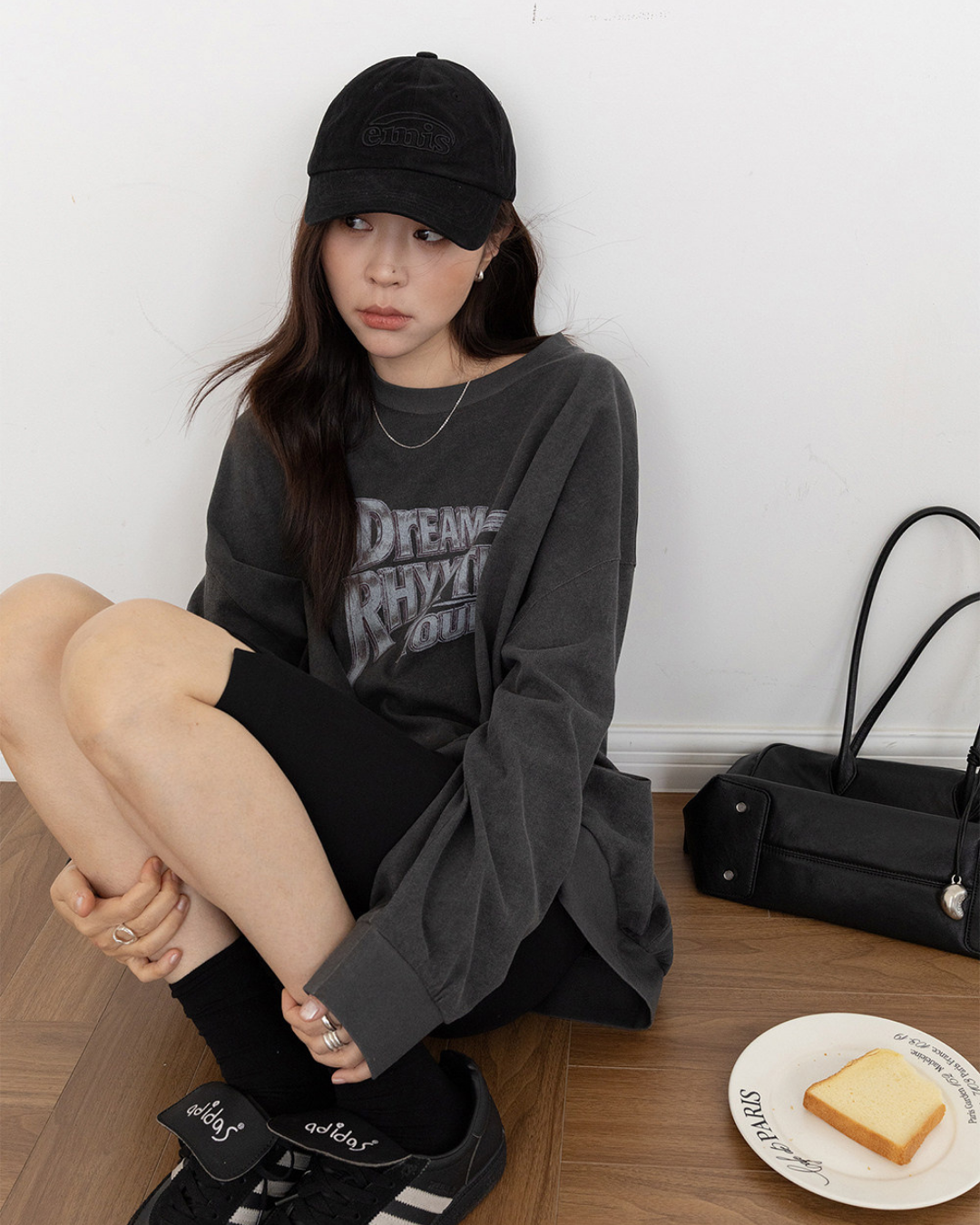 vintage print graphic oversized sweatshirt 2color 【NINE7292】
