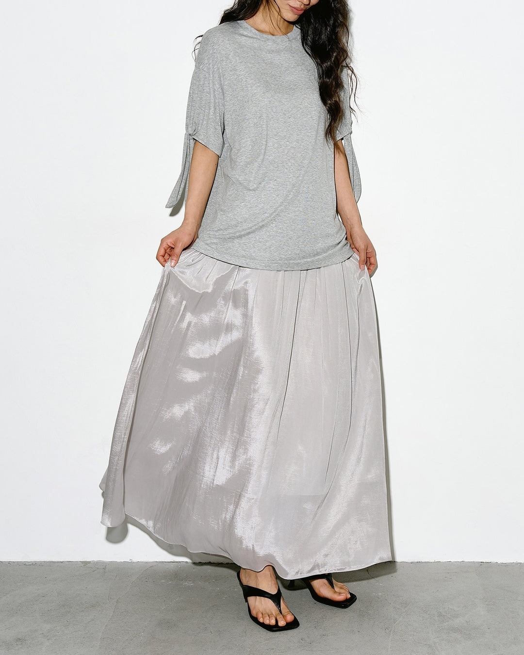 asymmetrical waist gathered skirt【NINE0347】