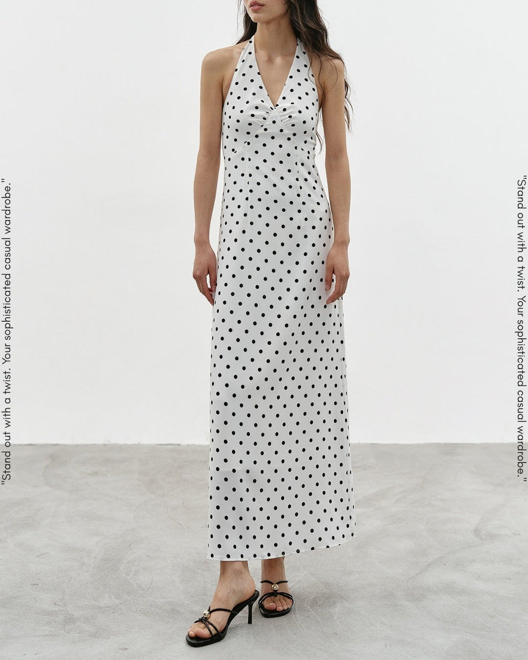 v-neck high waisted dot dress【NINE0334】
