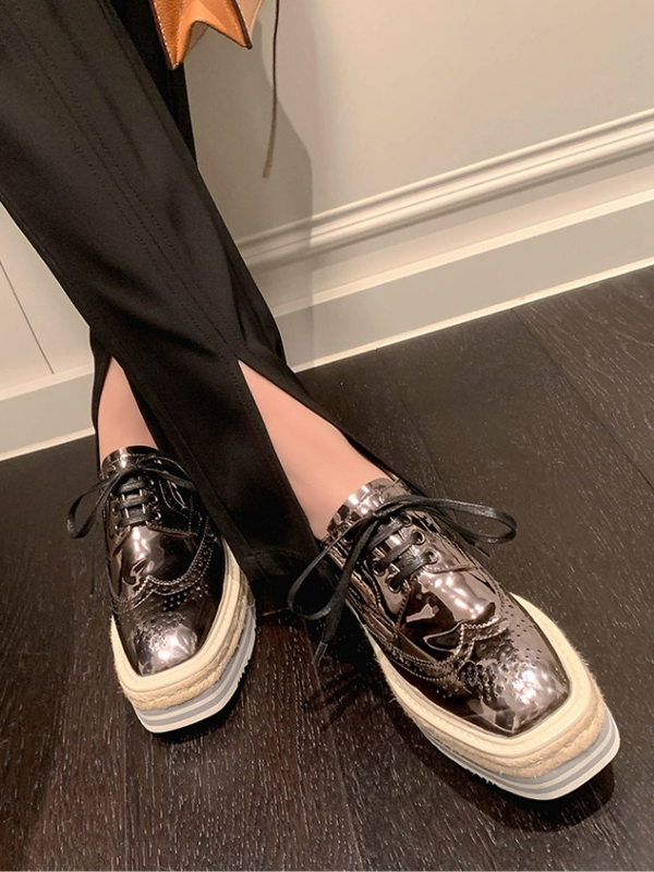 platform hemp metallic sneakers 3color【NINE8651】