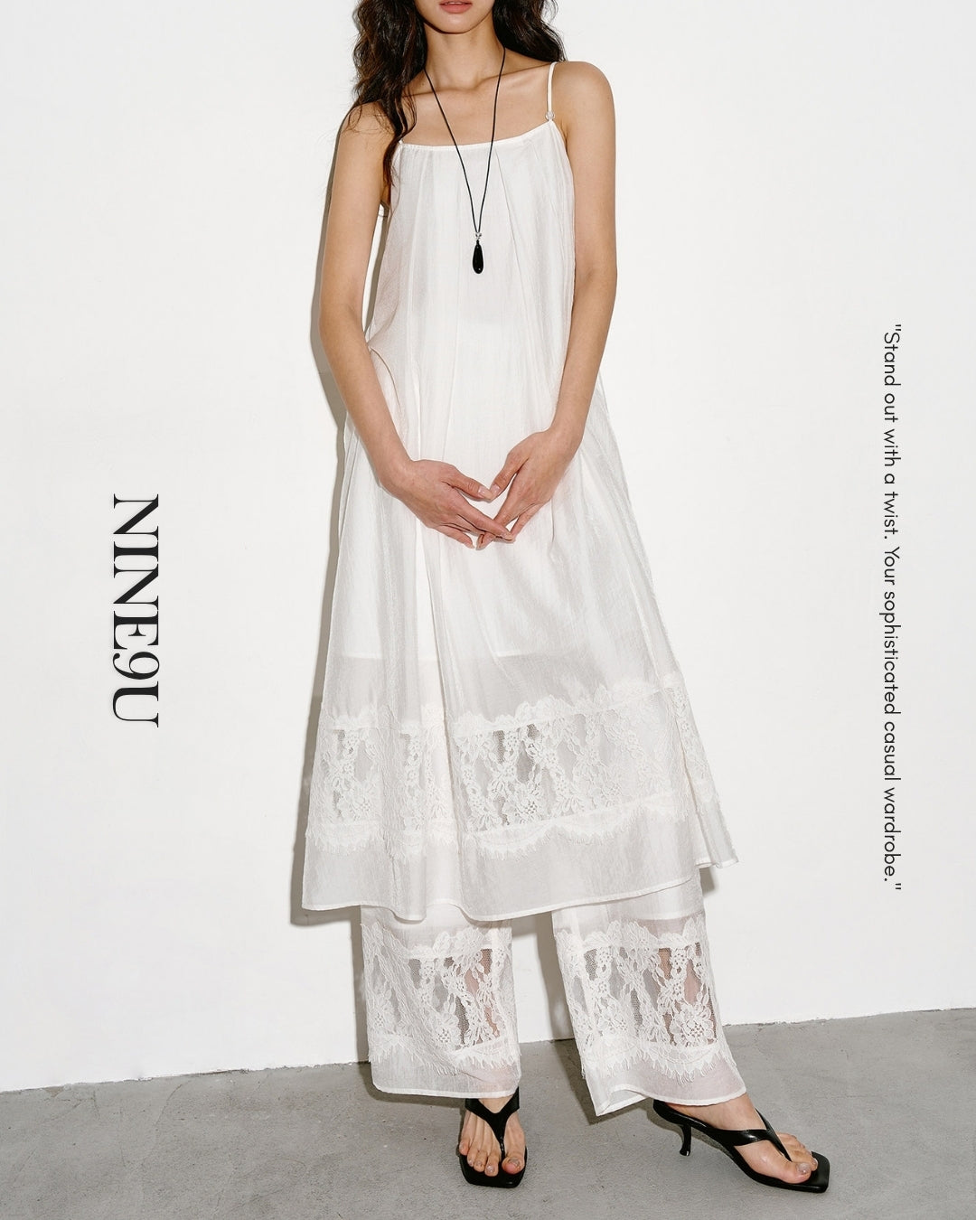 camisole dress & wide-leg pants setup【NINE0353】