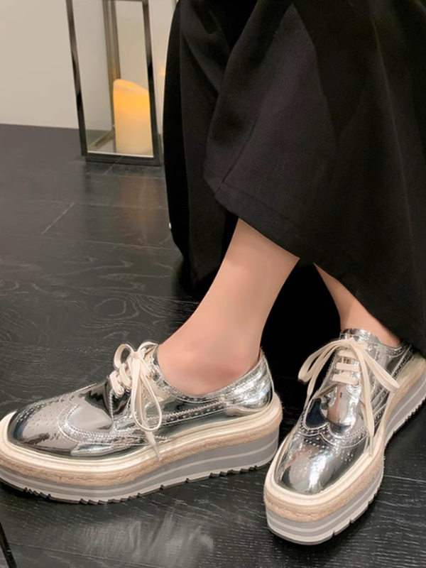 platform hemp metallic sneakers 3color【NINE8651】