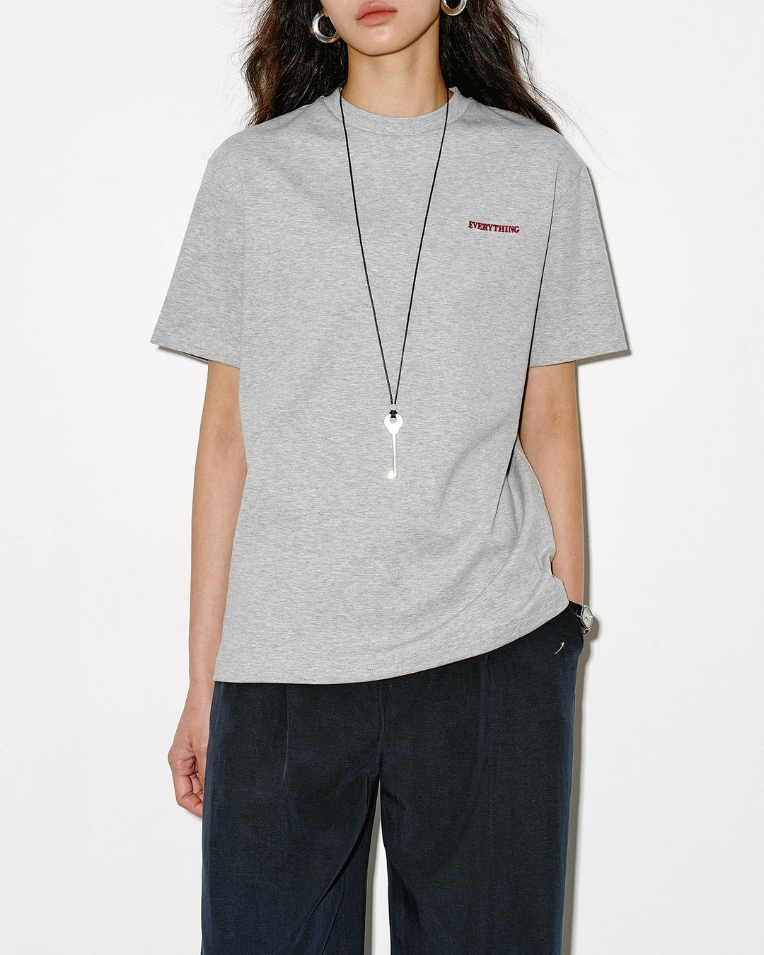 mini print basic t-shirt 2color【NINE0351】