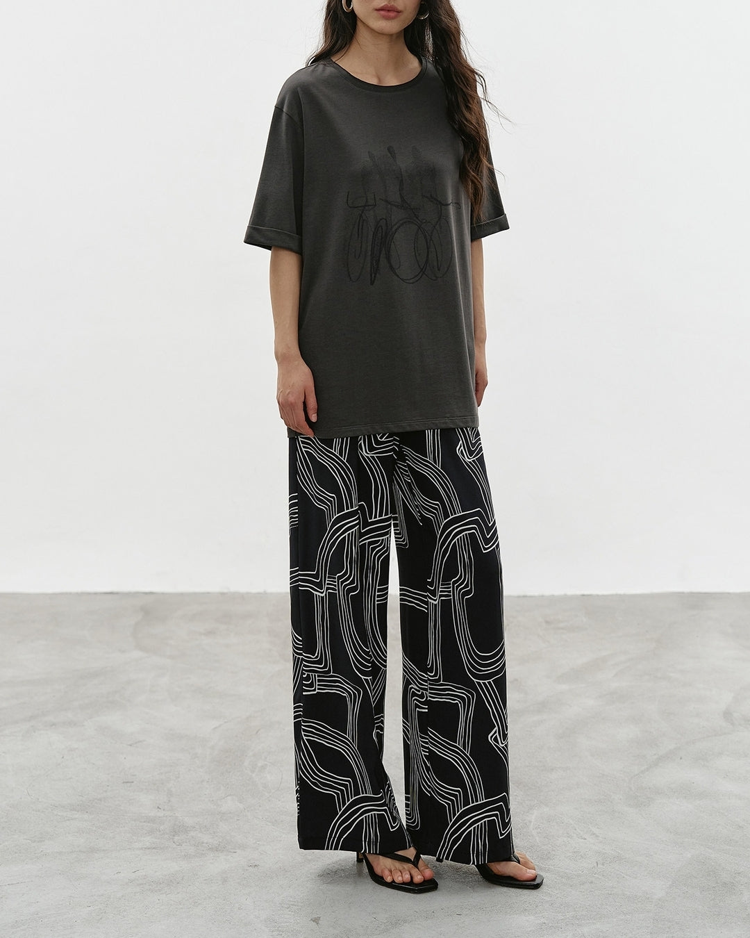 nuance print oversized t-shirt 2color【NINE0325】