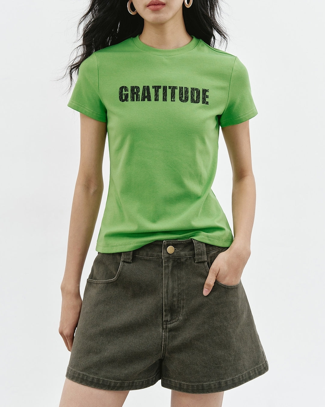 lettering print slim fit t-shirt 2color【NINE0354】