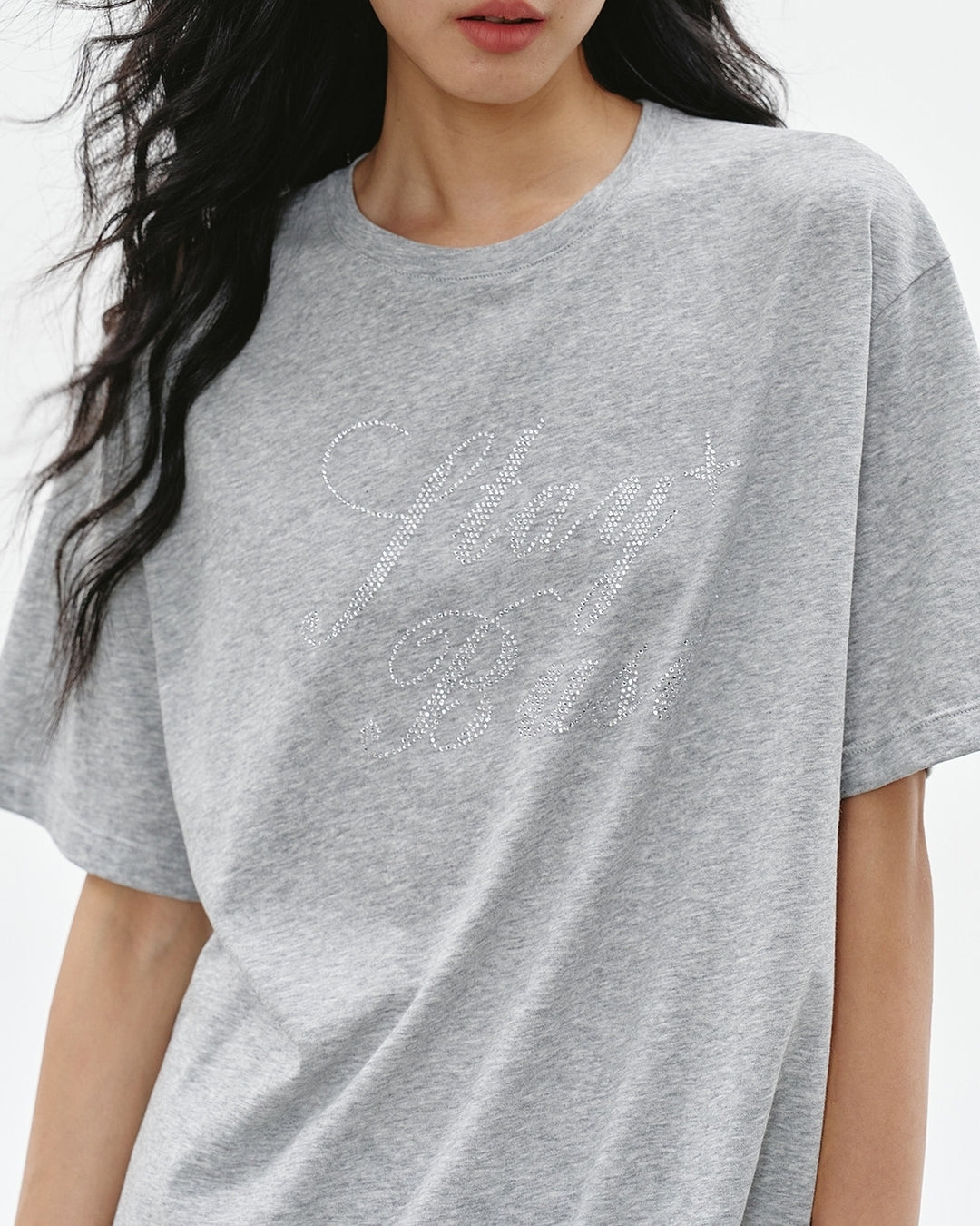 rhinestone logo t-shirt 2color【NINE0306】