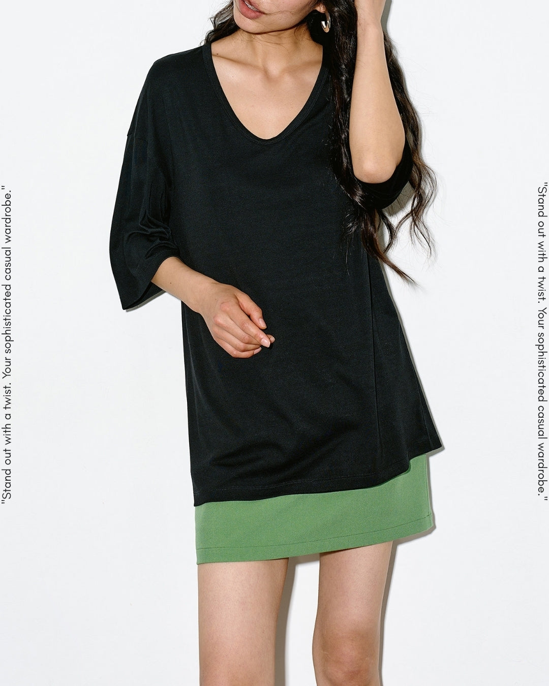 u-neck short sleeve t-shirt 2color【NINE0348】