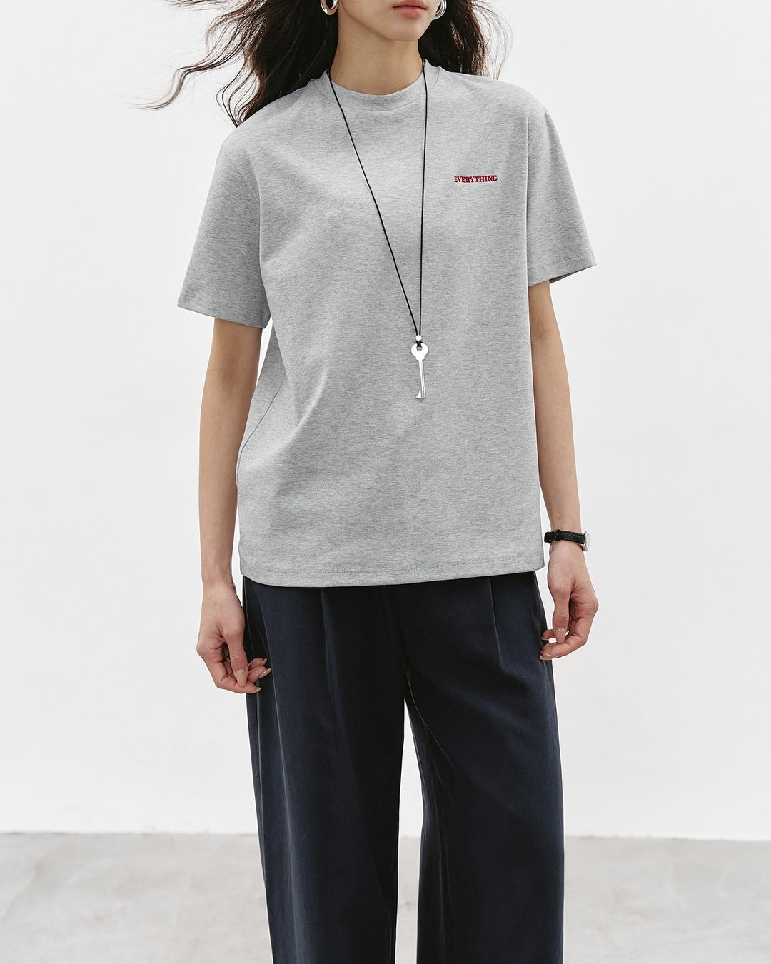 mini print basic t-shirt 2color【NINE0351】