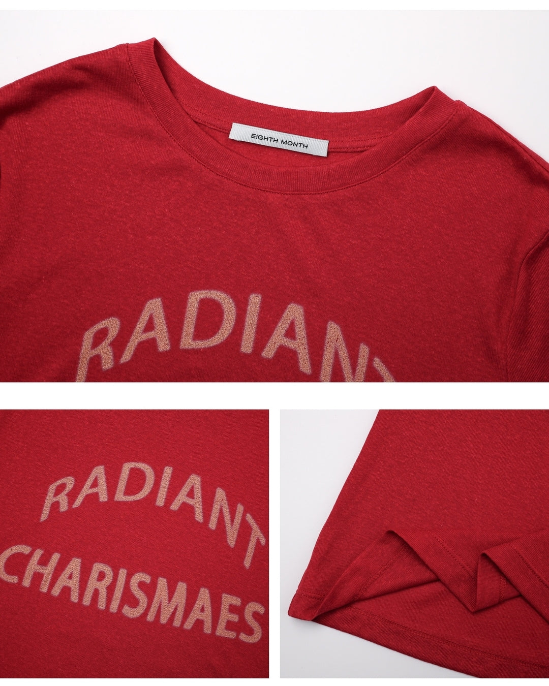 lettering print slim fit t-shirt 2color【NINE0350】