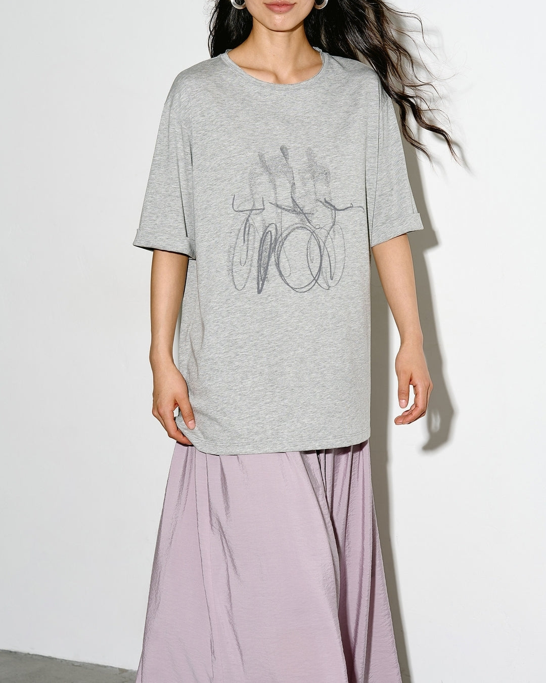 nuance print oversized t-shirt 2color【NINE0325】