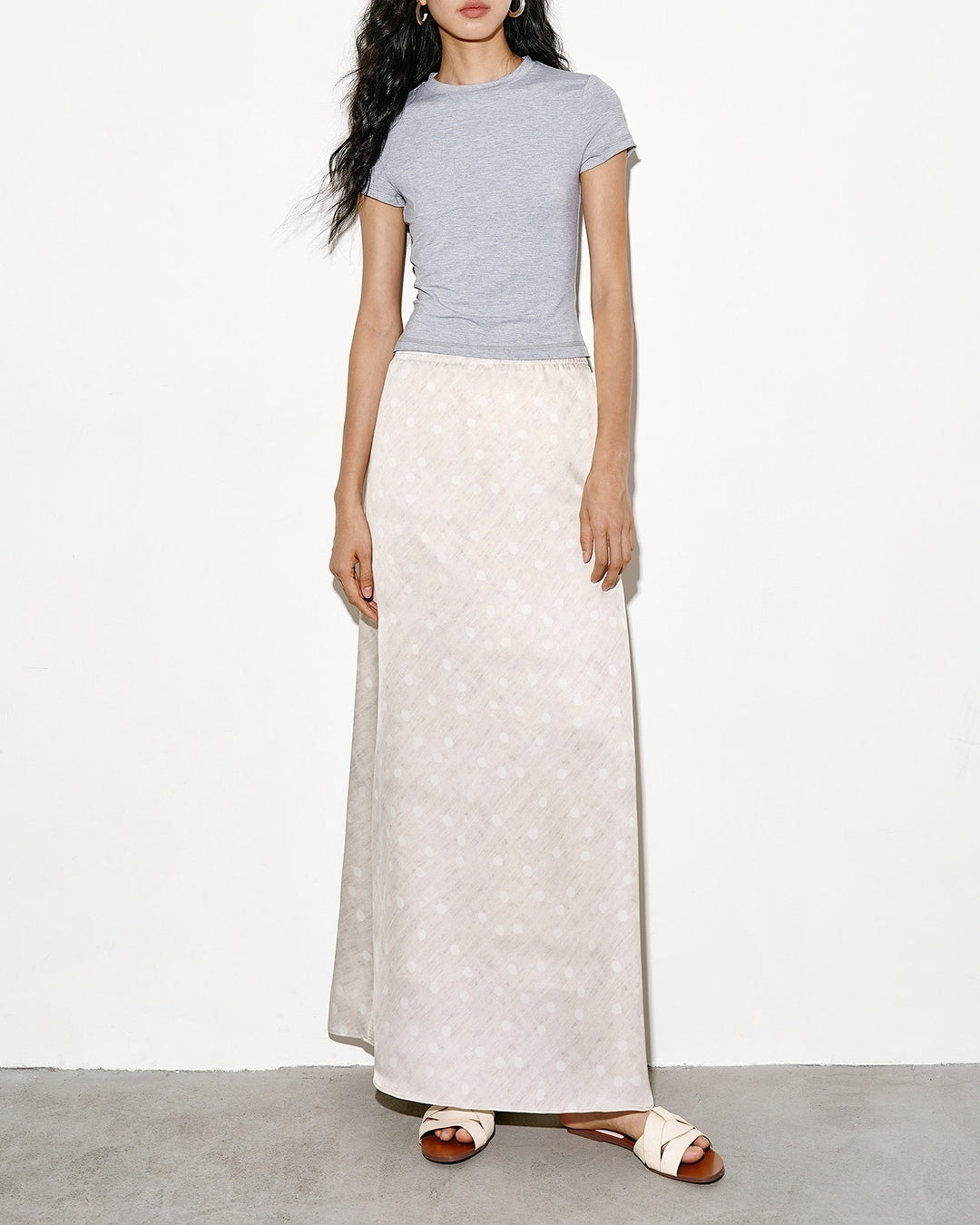 polka dot a-line long skirt【NINE0318】