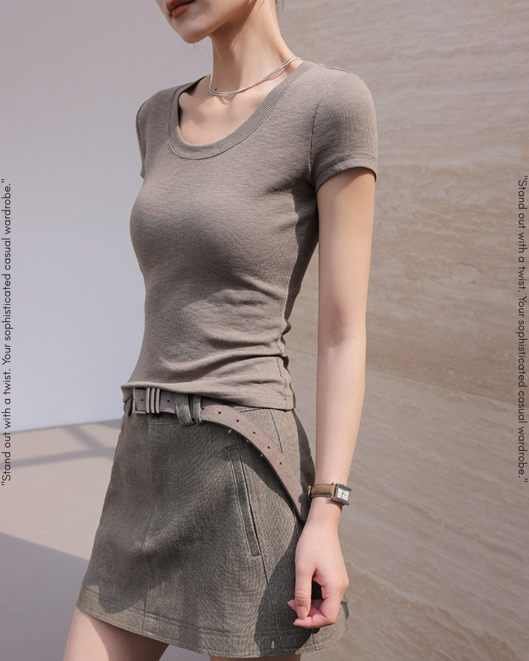round neck slim tops 3color【NINE0184】