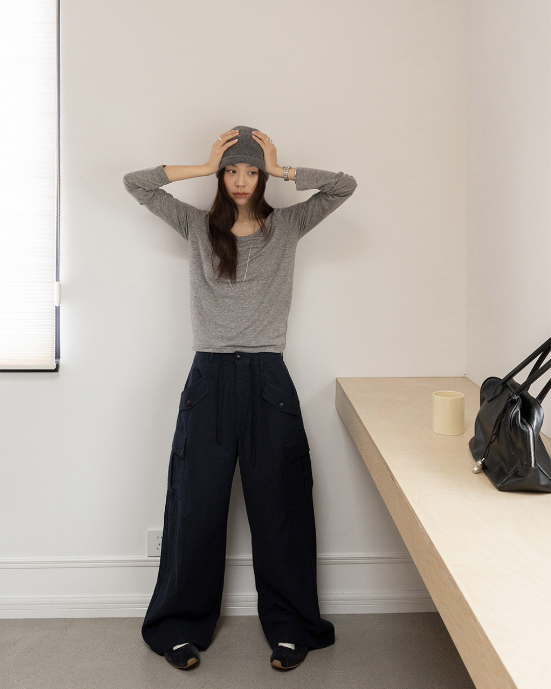 casual cargo wide leg pants 3color 【NINE7289】