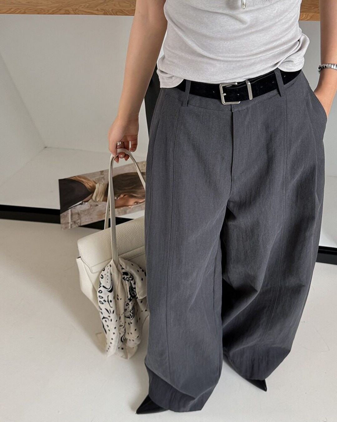 center seam wide leg slacks 2color 【NINE7313】
